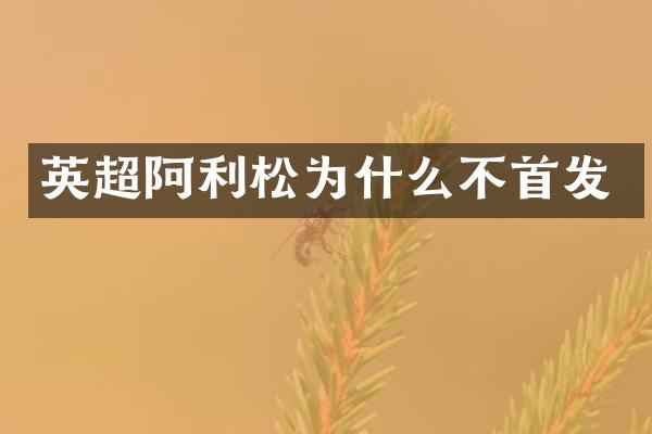 英超阿利松为什么不首发