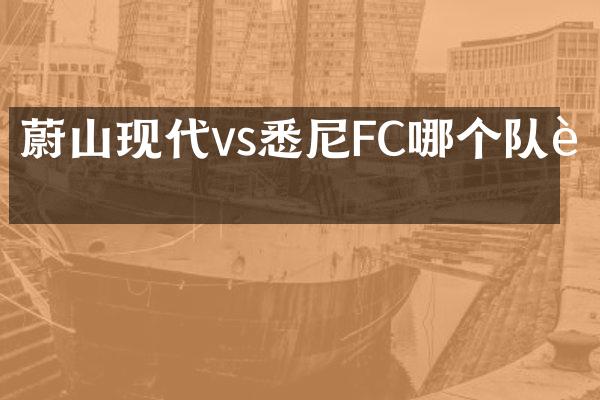 蔚山现代vs悉尼FC哪个队胜