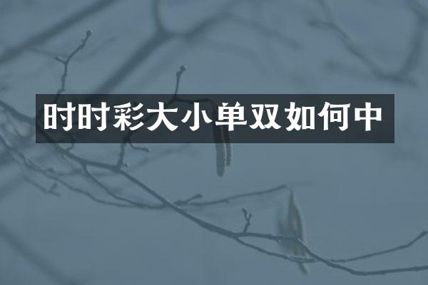 时时彩大小单双如何中
