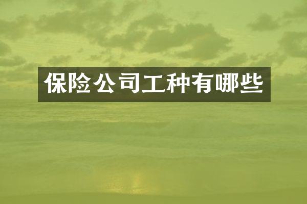保险公司工种有哪些