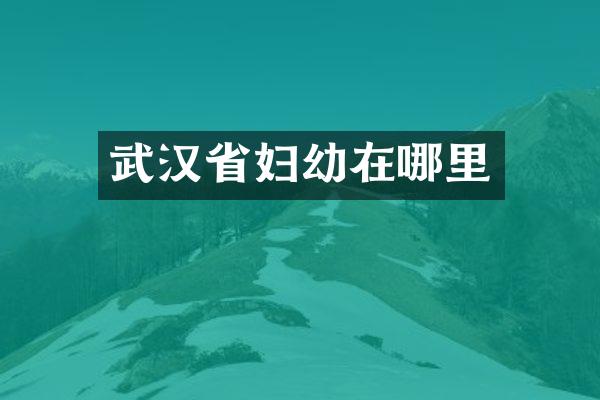武汉省妇幼在哪里
