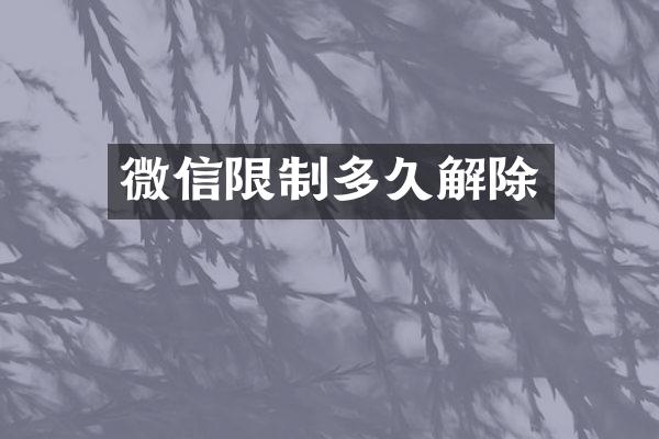 微信限制多久解除