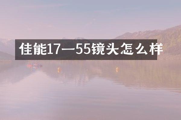 佳能17一55镜头怎么样