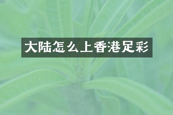大陆怎么上香港足彩