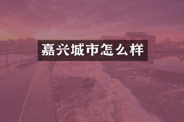 嘉兴城市怎么样