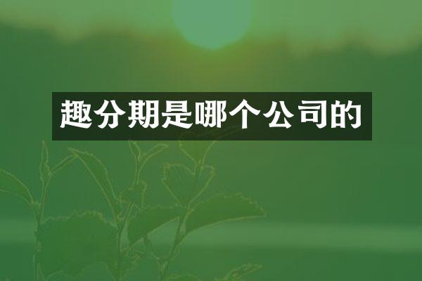 趣分期是哪个公司的