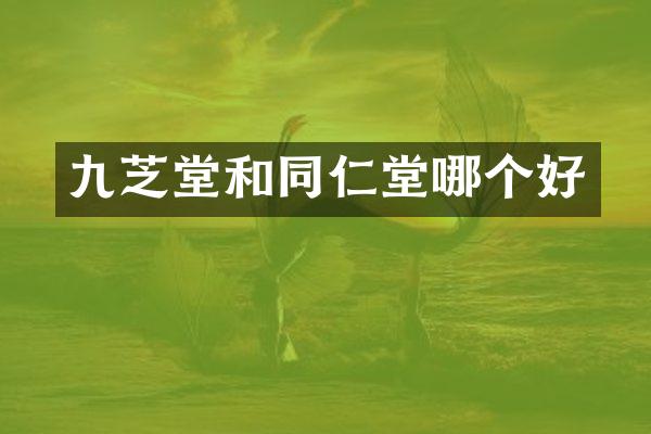 九芝堂和同仁堂哪个好