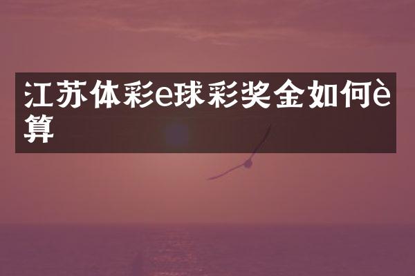 江苏体彩e球彩奖金如何计算