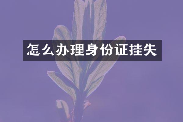 怎么办理身份证挂失