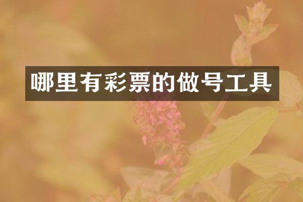 哪里有彩票的做号工具