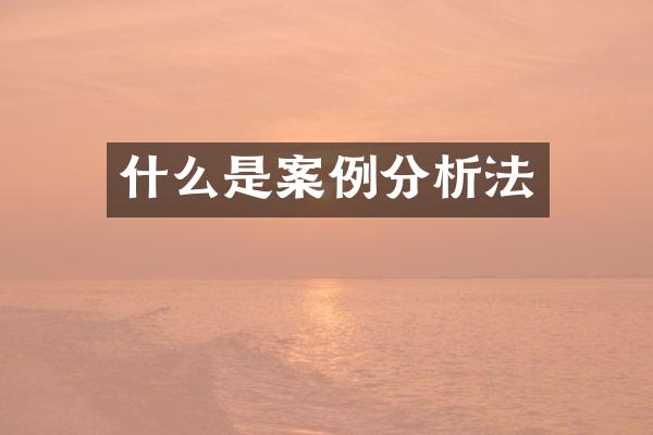 什么是案例分析法