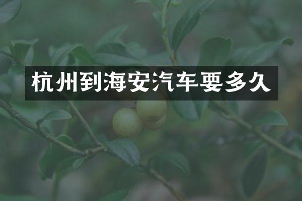 杭州到海安汽车要多久