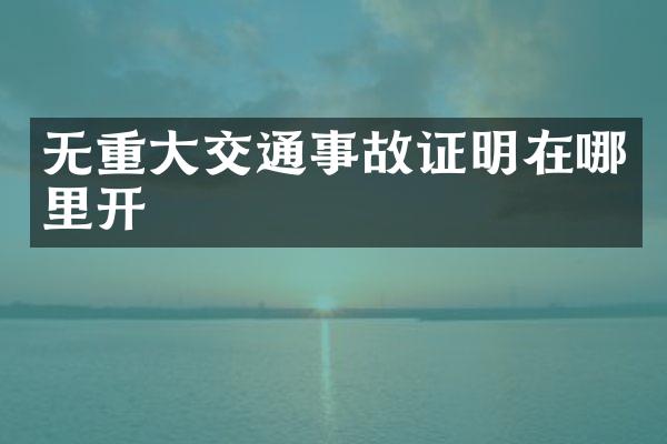 无重大交通事故证明在哪里开
