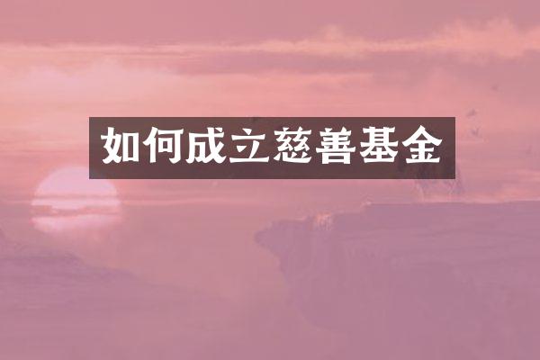 如何成立慈善基金