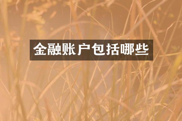 金融账户包括哪些