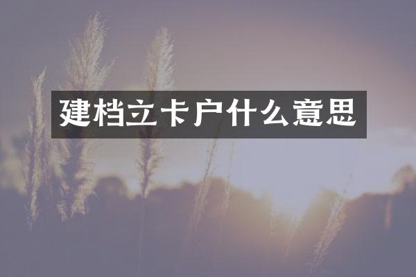 建档立卡户什么意思