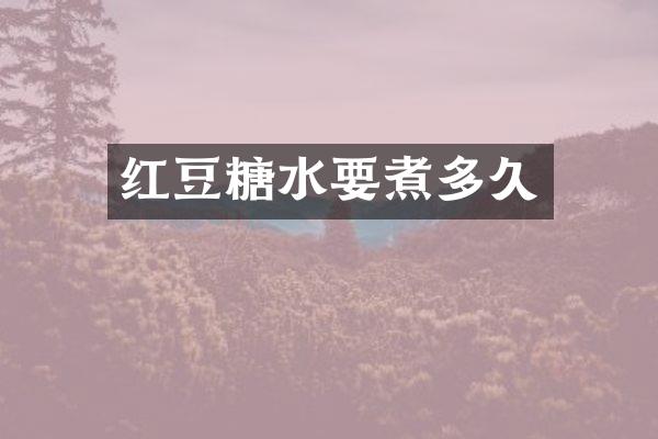红豆糖水要煮多久