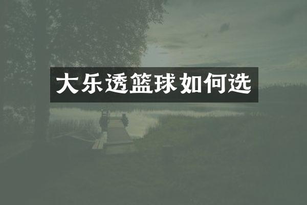 大篮球如何选