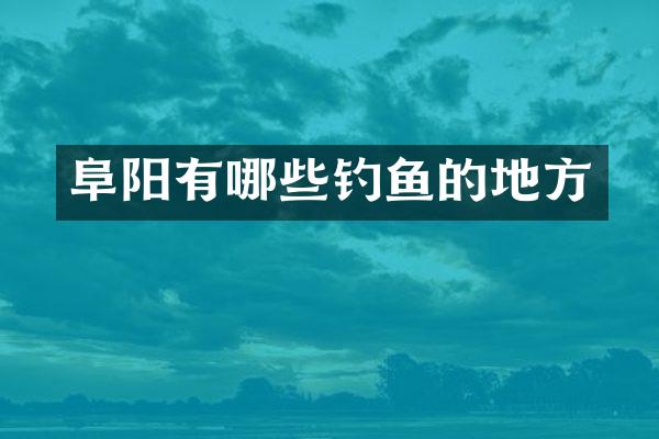 阜阳有哪些钓鱼的地方
