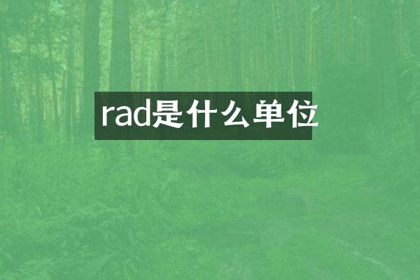 rad是什么单位