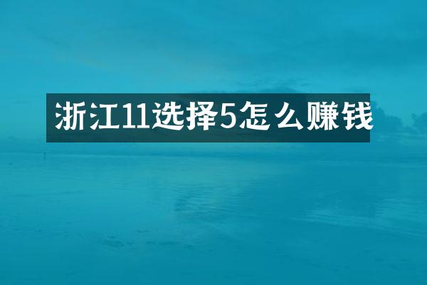 浙江11选择5怎么赚钱