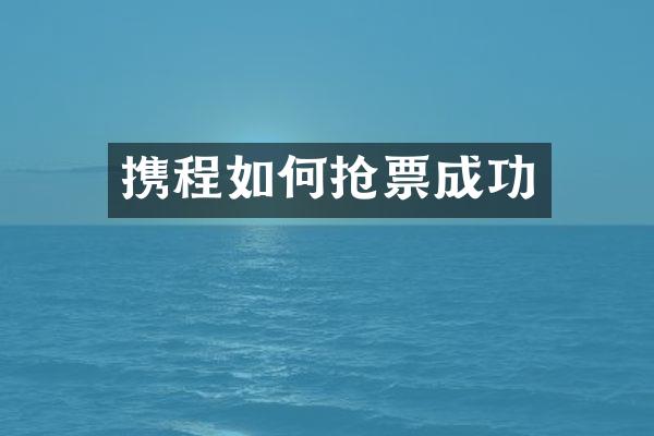 携程如何抢票成功