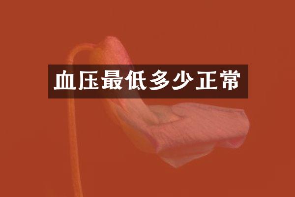 血压最低多少正常