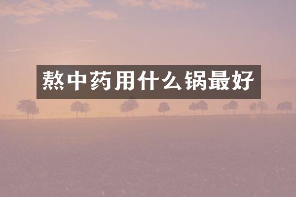 熬中药用什么锅最好