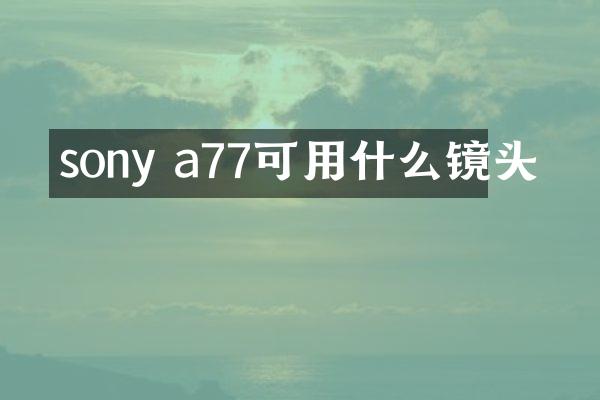 sony a77可用什么镜头