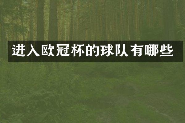 进入欧冠杯的球队有哪些