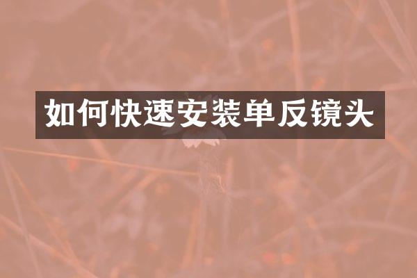 如何快速安装单反镜头