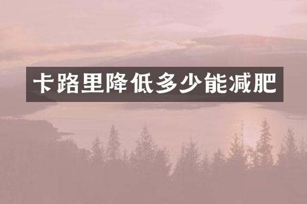 卡路里降低多少能减肥