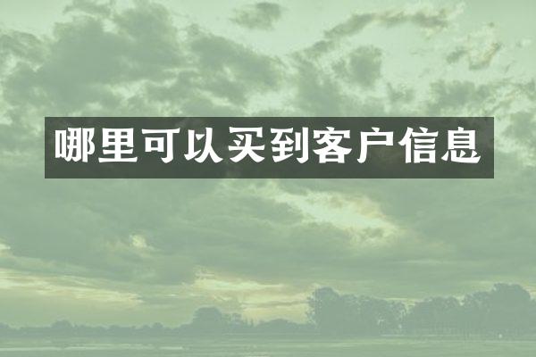 哪里可以买到客户信息