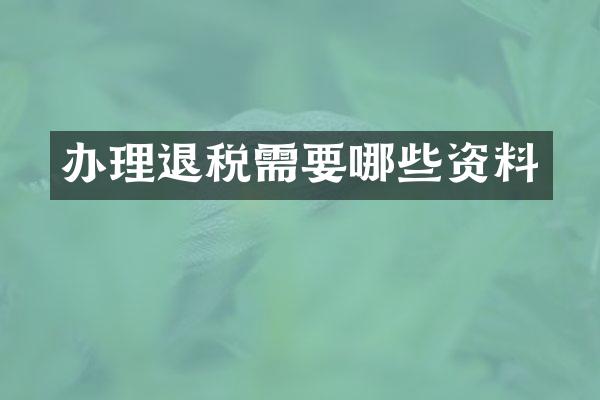 办理退税需要哪些资料