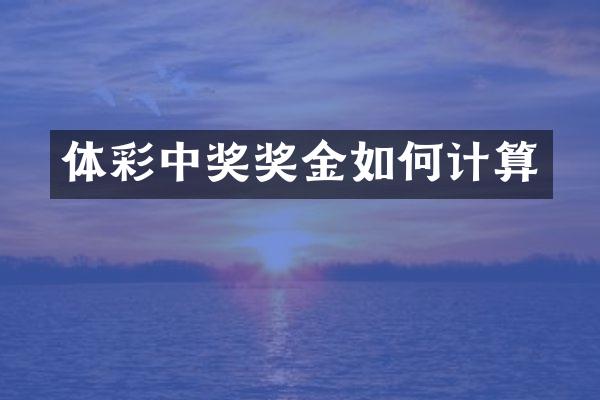 体彩中奖奖金如何计算