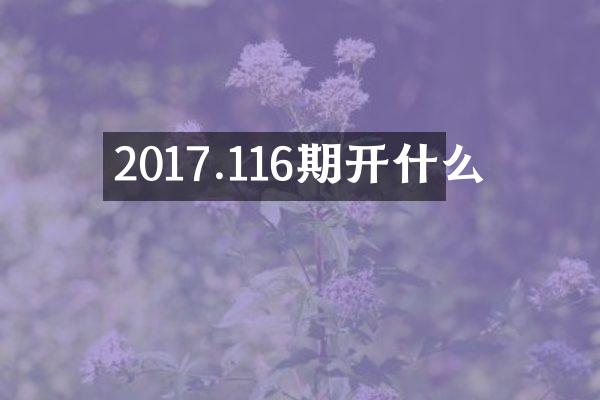 2017.116期开什么