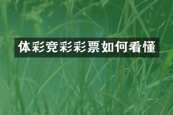 体彩竞彩彩票如何看懂