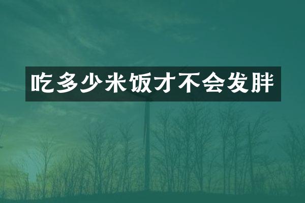 吃多少米饭才不会发胖