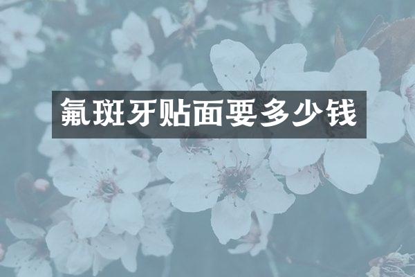 氟斑牙贴面要多少钱