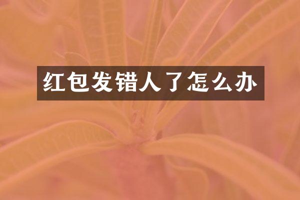 红包发错人了怎么办