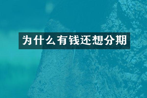 为什么有钱还想分期