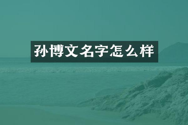 孙博文名字怎么样