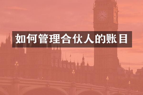 如何管理合伙人的账目