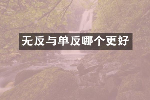 无反与单反哪个更好