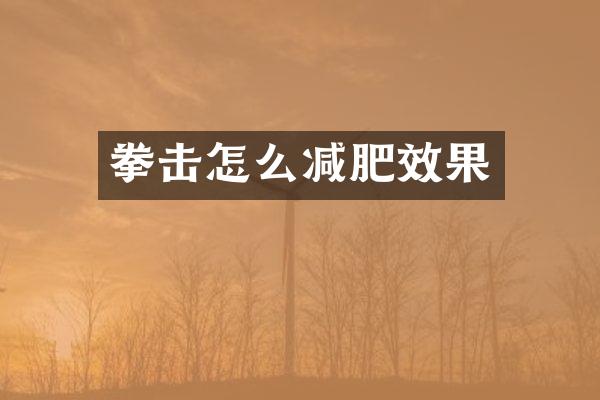 拳击怎么减肥效果