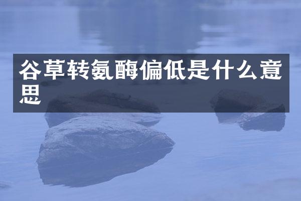 谷草转氨酶偏低是什么意思