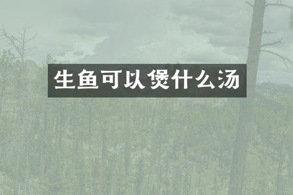 生鱼可以煲什么汤