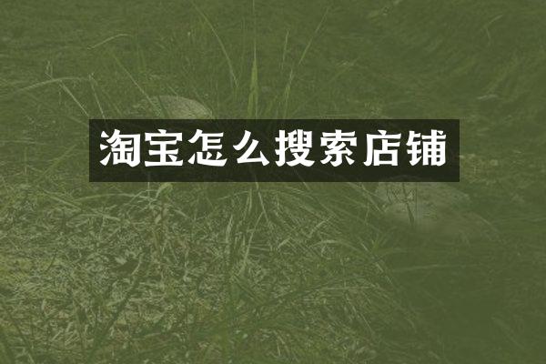 淘宝怎么搜索店铺