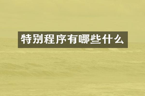特别程序有哪些什么