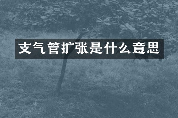 支气管扩张是什么意思